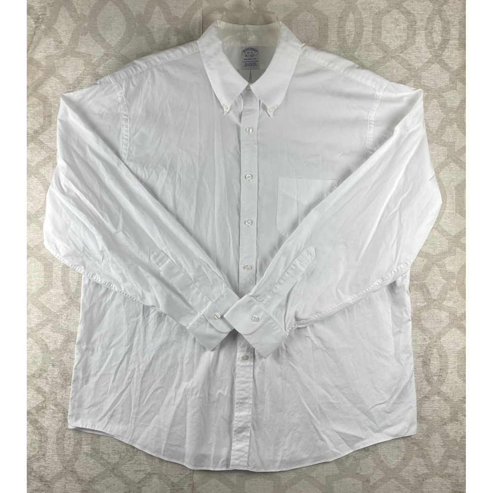 Brooks Brothers Regent Fit Men 18-36 White Supima Cotton Button Down Dress Shirt